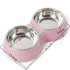 Double Pet Bowls – Stainless Steel Food & Water Feeder for Cats & Dogs