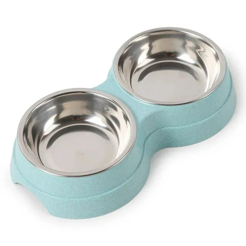Double Pet Bowls – Stainless Steel Food & Water Feeder for Cats & Dogs