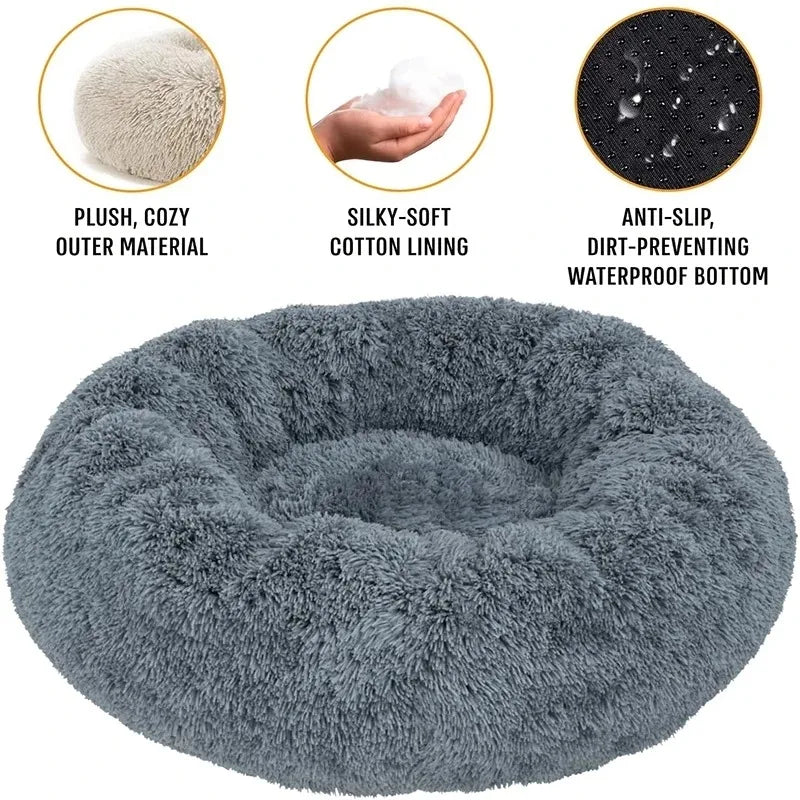 Plush Round Pet Bed – Cozy & Washable