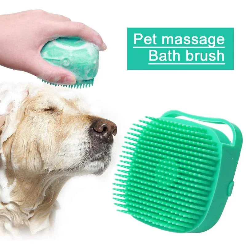 Pet Shampoo Brush – 80ml Silicone Grooming & Bathing Scrubber for Cats & Dogs