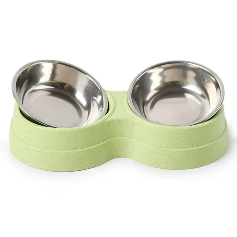 Double Pet Bowls – Stainless Steel Food & Water Feeder for Cats & Dogs