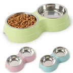 Double Pet Bowls – Stainless Steel Food & Water Feeder for Cats & Dogs