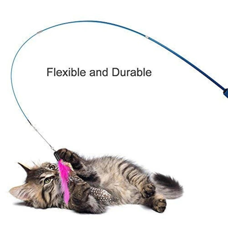 Telescopic Cat Teaser Wand – Interactive Fishing Pole Toy