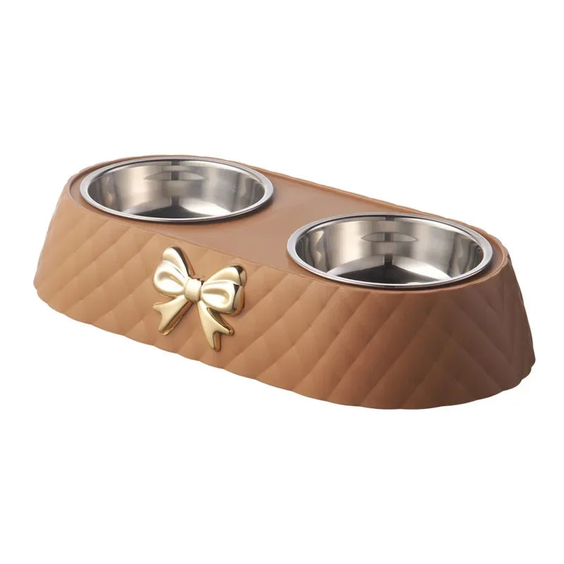Double Bowtie Pet Bowl – Food & Water Feeder for Cats & Dogs