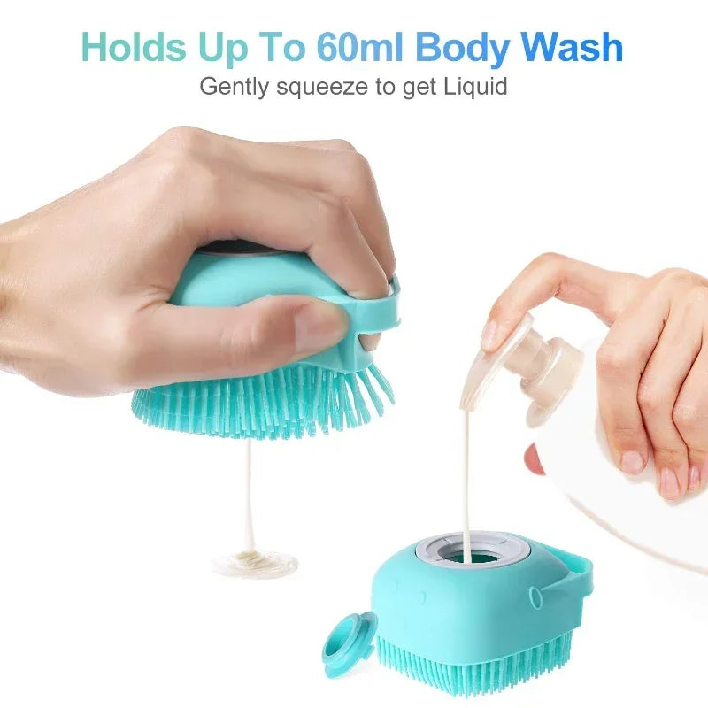 Pet Shampoo Brush – 80ml Silicone Grooming & Bathing Scrubber for Cats & Dogs