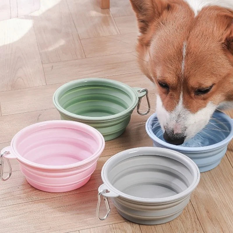 Portable Folding Pet Bowl – Silicone Travel Feeder for Cats & Dogs
